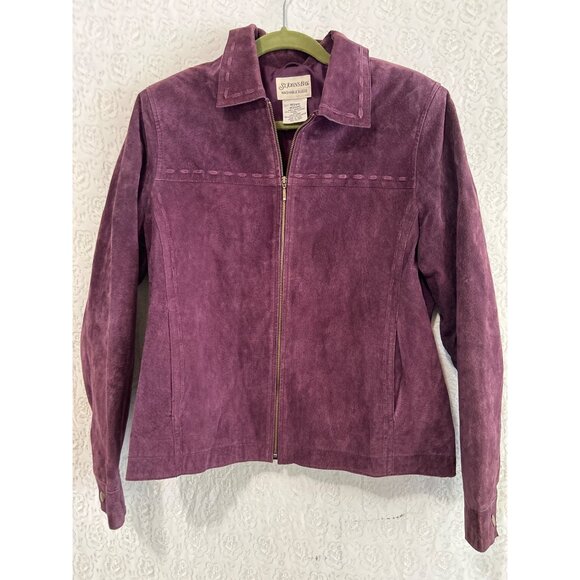 Vintage Y2K Purple Suede Leather Jacket – St. John’s Bay - Picture 1 of 5